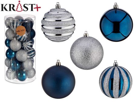 Krist - Set Med Julgranskulor Blandade 30 St A 6 Cm Silver Till Blå Online now