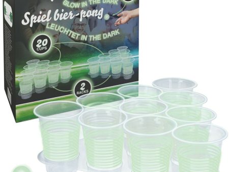 Livstidsspel - Glow In The Dark Beer Pong 20 Muggar, 3 Bollar Och 2 Mugghållare on Sale