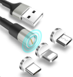 3 In 1 Usb Magnetisk Laddare Och Datakabel 2 Meter Silver Online Sale